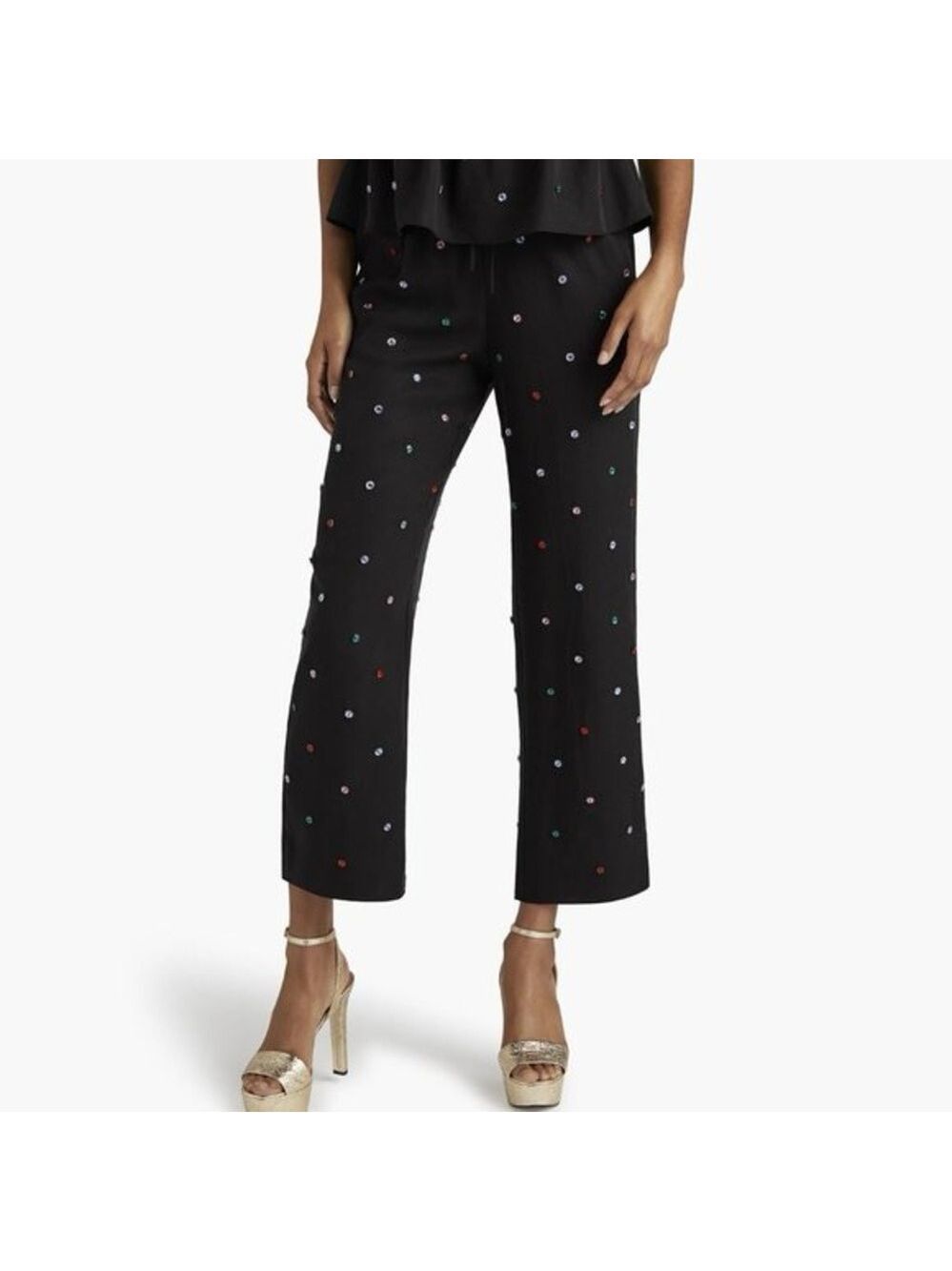 Hill House Home Jewel Jammie Pant Black Embellished Size XS EUC